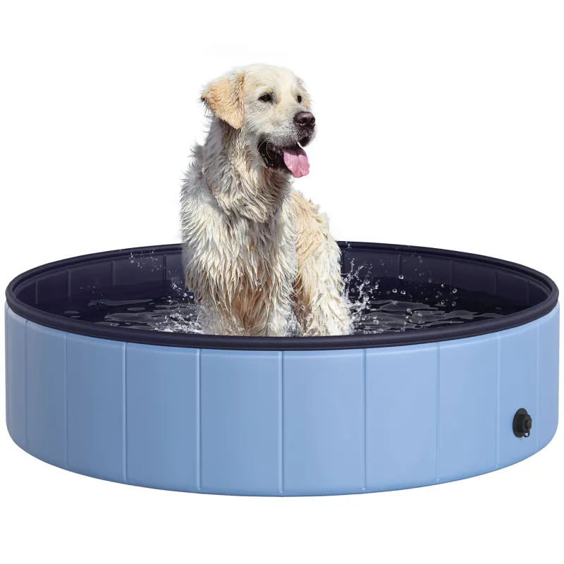 Piscina Plegable para Perros Gatos Ø120x30 cm Bañera Portátil para Mascotas PVC Antideslizante Múltiples Usos para Interiores y