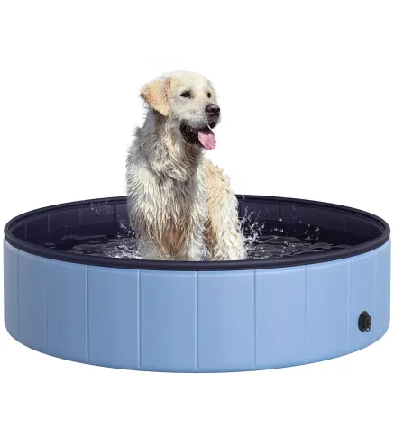 Piscina Plegable para Perros Gatos Ø120x30 cm Bañera Portátil para Mascotas PVC Antideslizante Múltiples Usos para Interiores y