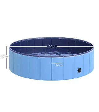 Piscina Plegable para Perros Gatos Ø120x30 cm Bañera Portátil para Mascotas PVC Antideslizante Múltiples Usos para Interiores y