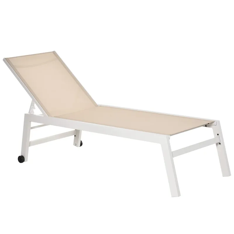 Tumbona de Jardín de Aluminio Tumbona Exterior con Respaldo Reclinable en 5 Posiciones Carga 120 kg 169x65x102 cm Caqui Tumbona de Jardín de Aluminio Tumbona Exterior con Respaldo Reclinable en 5 Posiciones Carga 120 kg 169x65x102 cm Caqui
