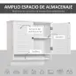 Armario Baño de Pared con 2 Puertas de Persiana Estante Interior y Barra de Toallero Mueble Auxiliar Suspendido Moderno Multiuso