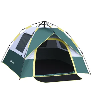 Tienda Camping Plegable con 1 Puerta 3 Ventanas Bolsa de Transporte y Apertura Automática 205x195x135 cm Verde