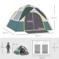 Tienda Camping Plegable con 1 Puerta 3 Ventanas Bolsa de Transporte y Apertura Automática 205x195x135 cm Verde
