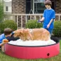 Piscina Plegable para Perros Gatos Ø140x30 cm Bañera Portátil para Mascotas PVC Antideslizante Múltiples Usos Color Rojo