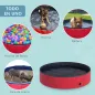 Piscina Plegable para Perros Gatos Ø140x30 cm Bañera Portátil para Mascotas PVC Antideslizante Múltiples Usos Color Rojo