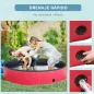 Piscina Plegable para Perros Gatos Ø140x30 cm Bañera Portátil para Mascotas PVC Antideslizante Múltiples Usos Color Rojo