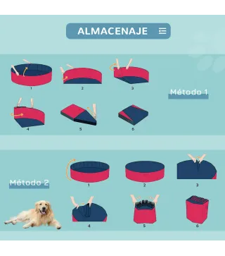 Piscina Plegable para Perros Gatos Ø140x30 cm Bañera Portátil para Mascotas PVC Antideslizante Múltiples Usos Color Rojo
