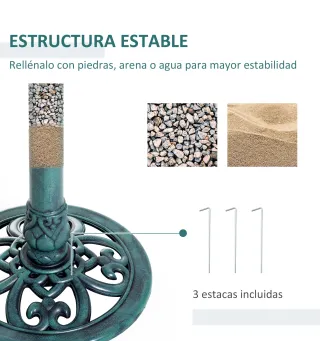 Baño para Pájaros de Jardín Exterior con Diseño de Flor y Acabado Envejecido Ligero y Resistente Verde