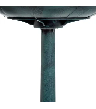 Baño para Pájaros de Jardín Exterior con Diseño de Flor y Acabado Envejecido Ligero y Resistente Verde