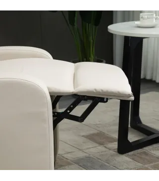 Sillón de Masaje Reclinable con Mando a Distancia Bolsillo Lateral y Temporizador Tapizado en PU 68x88x98 cm Crema