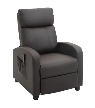 Sillón de Masaje Reclinable con Mando a Distancia Bolsillo Lateral y Temporizador Tapizado en PU 68x88x98 cm Marrón