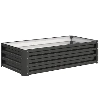 Jardinera Elevada Rectangular de Acero Galvanizado para Cultivar Plantas Flores Hierba 120x60x30,5 cm Gris