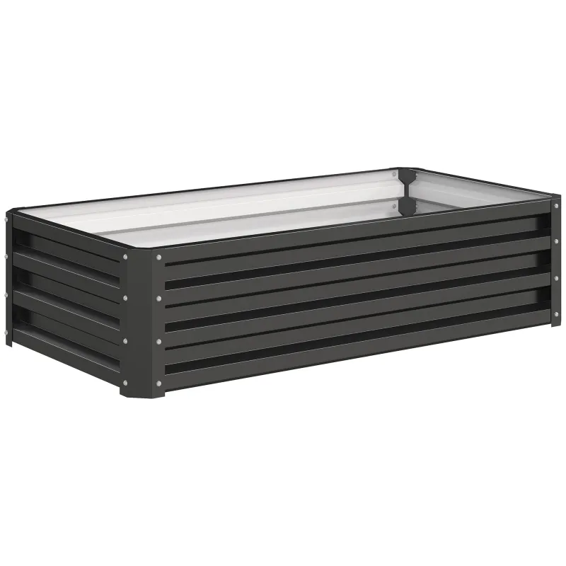 Jardinera Elevada Rectangular de Acero Galvanizado para Cultivar Plantas Flores Hierba 120x60x30,5 cm Gris