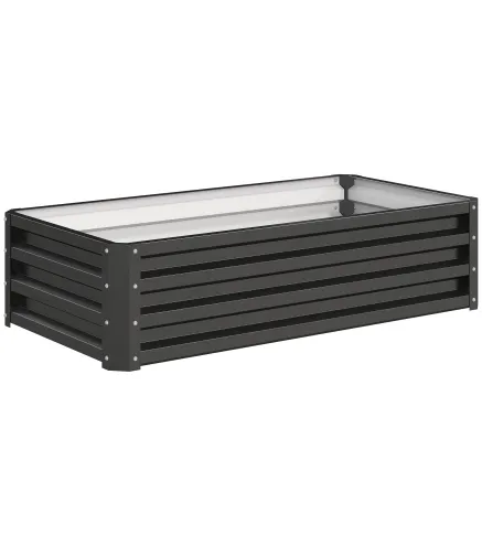 Jardinera Elevada Rectangular de Acero Galvanizado para Cultivar Plantas Flores Hierba 120x60x30,5 cm Gris