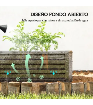 Jardinera Elevada Rectangular de Acero Galvanizado para Cultivar Plantas Flores Hierba 120x60x30,5 cm Gris