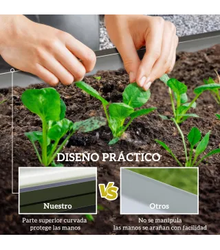 Jardinera Elevada Rectangular de Acero Galvanizado para Cultivar Plantas Flores Hierba 120x60x30,5 cm Gris