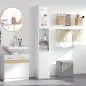 Armario Alto para Baño con Espejo Mueble Columna de Baño Madera con 2 Estantes Abiertos 2 Puertas y Baldas Interiores Ajustables