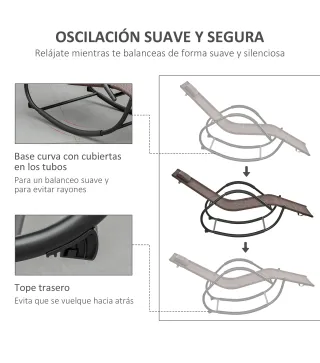 Tumbona Mecedora de Exterior con Reposabrazos Reposacabezas y Efecto de Ratán para Jardín Terraza Patio Carga Máx. 160 kg 157x60