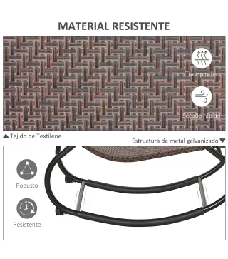 Tumbona Mecedora de Exterior con Reposabrazos Reposacabezas y Efecto de Ratán para Jardín Terraza Patio Carga Máx. 160 kg 157x60