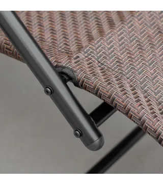 Tumbona Mecedora de Exterior con Reposabrazos Reposacabezas y Efecto de Ratán para Jardín Terraza Patio Carga Máx. 160 kg 157x60