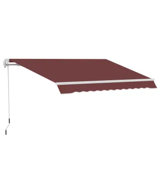 Toldo Retráctil Manual 3,5x2,5 m con Ángulo Ajustable Manivela Estructura de Aluminio y Protección UPF30+ Rojo Vino