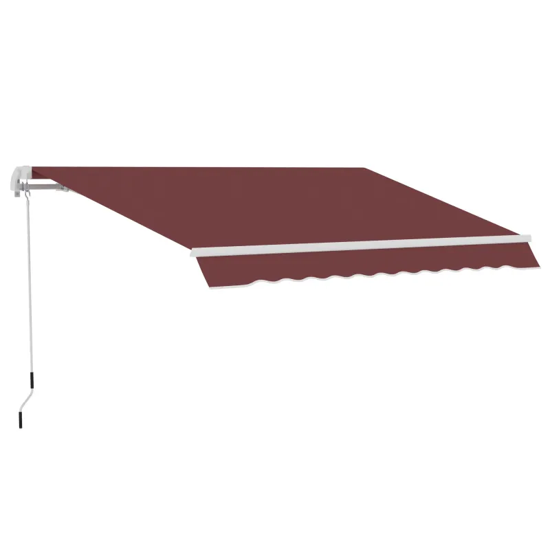 Toldo Retráctil Manual 3,5x2,5 m con Ángulo Ajustable Manivela Estructura de Aluminio y Protección UPF30+ Rojo Vino