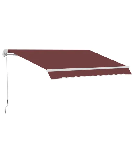 Toldo Retráctil Manual 3,5x2,5 m con Ángulo Ajustable Manivela Estructura de Aluminio y Protección UPF30+ Rojo Vino