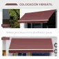 Toldo Retráctil Manual 3,5x2,5 m con Ángulo Ajustable Manivela Estructura de Aluminio y Protección UPF30+ Rojo Vino