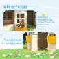 Casita Infantil de Juegos Exterior para Niños de 3 -7 Años con Ventanas 2 Jardineras y 1 Banco 113x94x134,5 cm Natural