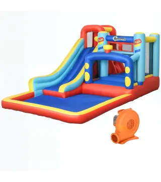 Castillo Inflable de 3-8 Años con Soplador Tobogán Trampolín Piscina Bolsa de Transporte 435x245x200 cm Multicolor