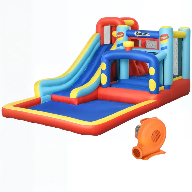 Castillo Inflable de 3-8 Años con Soplador Tobogán Trampolín Piscina Bolsa de Transporte 435x245x200 cm Multicolor