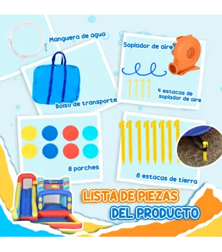 Castillo Inflable de 3-8 Años con Soplador Tobogán Trampolín Piscina Bolsa de Transporte 435x245x200 cm Multicolor