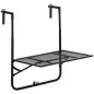 Mesa Colgante para Balcón Plegable de Metal con Altura Ajustable en 4 Niveles Carga 10 kg 60x60x57-72 cm Negro