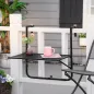 Mesa Colgante para Balcón Plegable de Metal con Altura Ajustable en 4 Niveles Carga 10 kg 60x60x57-72 cm Negro