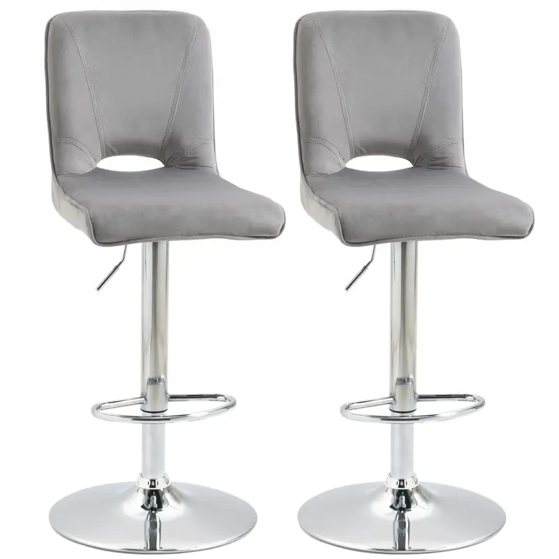 Conjunto de 2 Taburetes de Bar Sillas Altas Modernas con Altura Regulable y Asiento Giratoria 41x51x97-117 cm Gris