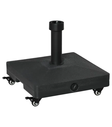 Base de Sombrilla con 4 Ruedas Bloqueables Soporte de Parasol Rellenable de Arena 18 kg o Agua 16 kg para Jardín Patio Terraza 4