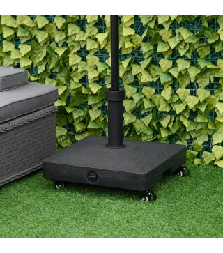 Base de Sombrilla con 4 Ruedas Bloqueables Soporte de Parasol Rellenable de Arena 18 kg o Agua 16 kg para Jardín Patio Terraza 4