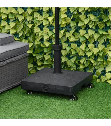 Base de Sombrilla con 4 Ruedas Bloqueables Soporte de Parasol Rellenable de Arena 18 kg o Agua 16 kg para Jardín Patio Terraza 4