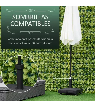 Base de Sombrilla con 4 Ruedas Bloqueables Soporte de Parasol Rellenable de Arena 18 kg o Agua 16 kg para Jardín Patio Terraza 4