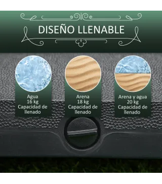 Base de Sombrilla con 4 Ruedas Bloqueables Soporte de Parasol Rellenable de Arena 18 kg o Agua 16 kg para Jardín Patio Terraza 4