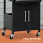 Barbacoa de Gas con 3 Quemadores 8,7 KW con 2 Mesas Laterales Armario de 2 Puertas 4 Ruedas y Frenos 121x55x109 cm Negro