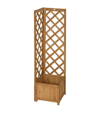 Jardinera con Enrejado de Madera para Trepadoras Plantas Flores Decoración en Esquinas 40x40x145 cm Natural