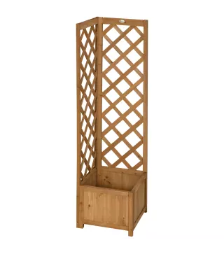 Jardinera con Enrejado de Madera para Trepadoras Plantas Flores Decoración en Esquinas 40x40x145 cm Natural