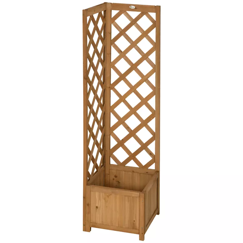 Jardinera con Enrejado de Madera para Trepadoras Plantas Flores Decoración en Esquinas 40x40x145 cm Natural Jardinera con Enrejado de Madera para Trepadoras Plantas Flores Decoración en Esquinas 40x40x145 cm Natural
