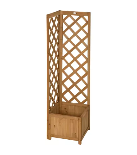 Jardinera con Enrejado de Madera para Trepadoras Plantas Flores Decoración en Esquinas 40x40x145 cm Natural