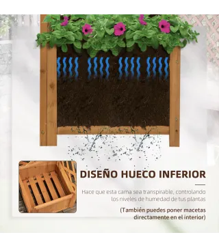 Jardinera con Enrejado de Madera para Trepadoras Plantas Flores Decoración en Esquinas 40x40x145 cm Natural