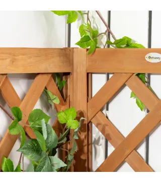 Jardinera con Enrejado de Madera para Trepadoras Plantas Flores Decoración en Esquinas 40x40x145 cm Natural