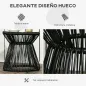 Mesa de Jardín de Ratán Sintético Redonda con Encimera de Cristal y Marco de Metal Carga 30 kg Ø40x42 cm Negro