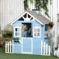 Casita Infantil de Madera Casa de Juegos Exterior para Niños de 3-7 Años 51x112,5x142 cm Azul