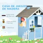 Casita Infantil de Madera Casa de Juegos Exterior para Niños de 3-7 Años 51x112,5x142 cm Azul